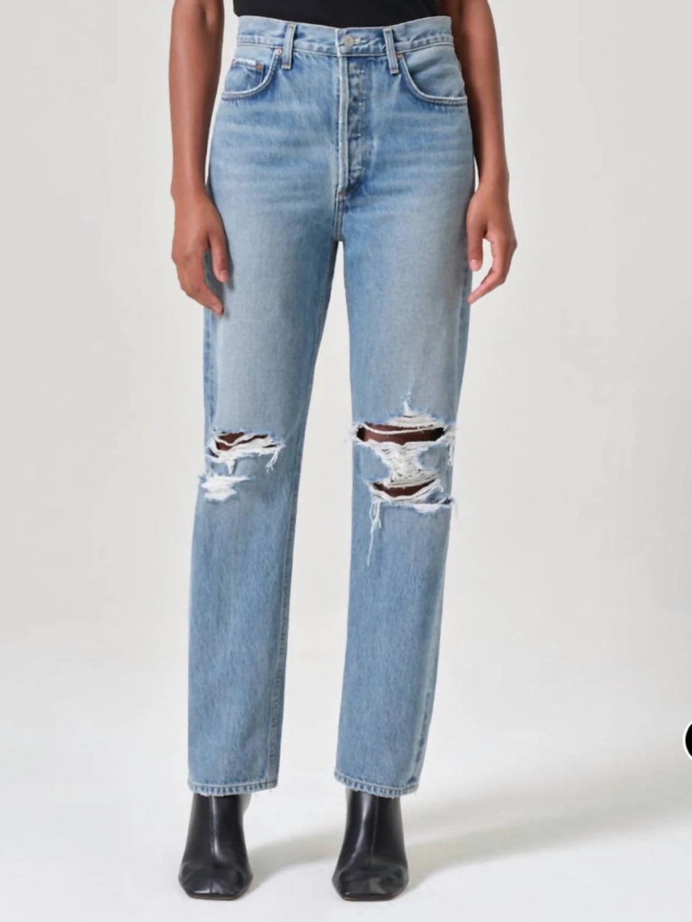 Agolde Light Blue Ripped Relaxed Fit Jeans